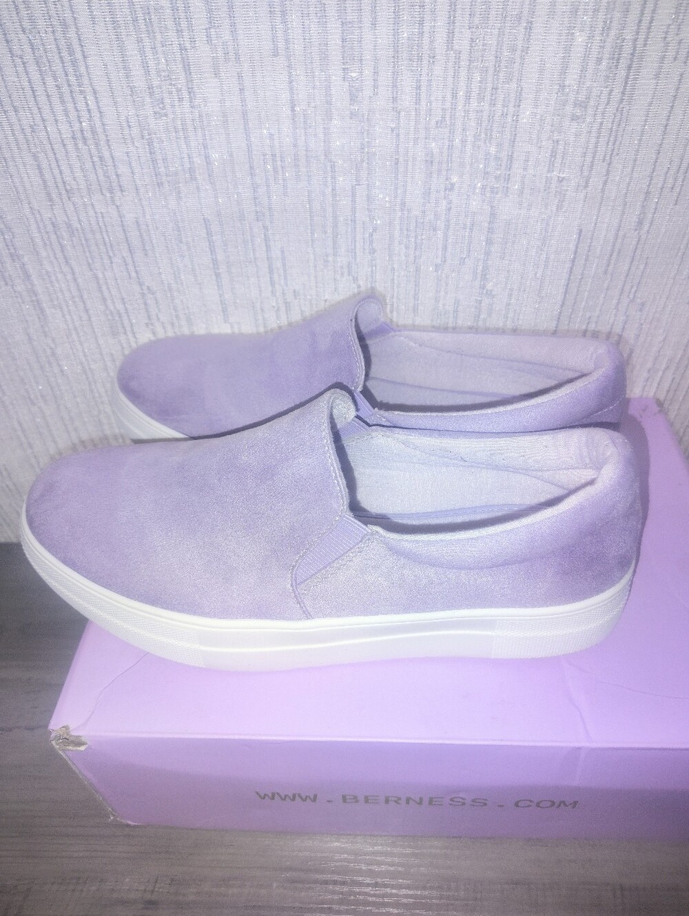 Lavender Faux Suede Slip-On Sneakers